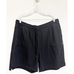 LEG3ND Women's Plus 1X Jersey Shorts Black Cotton Blend Pockets Stretch 5 1/2 "